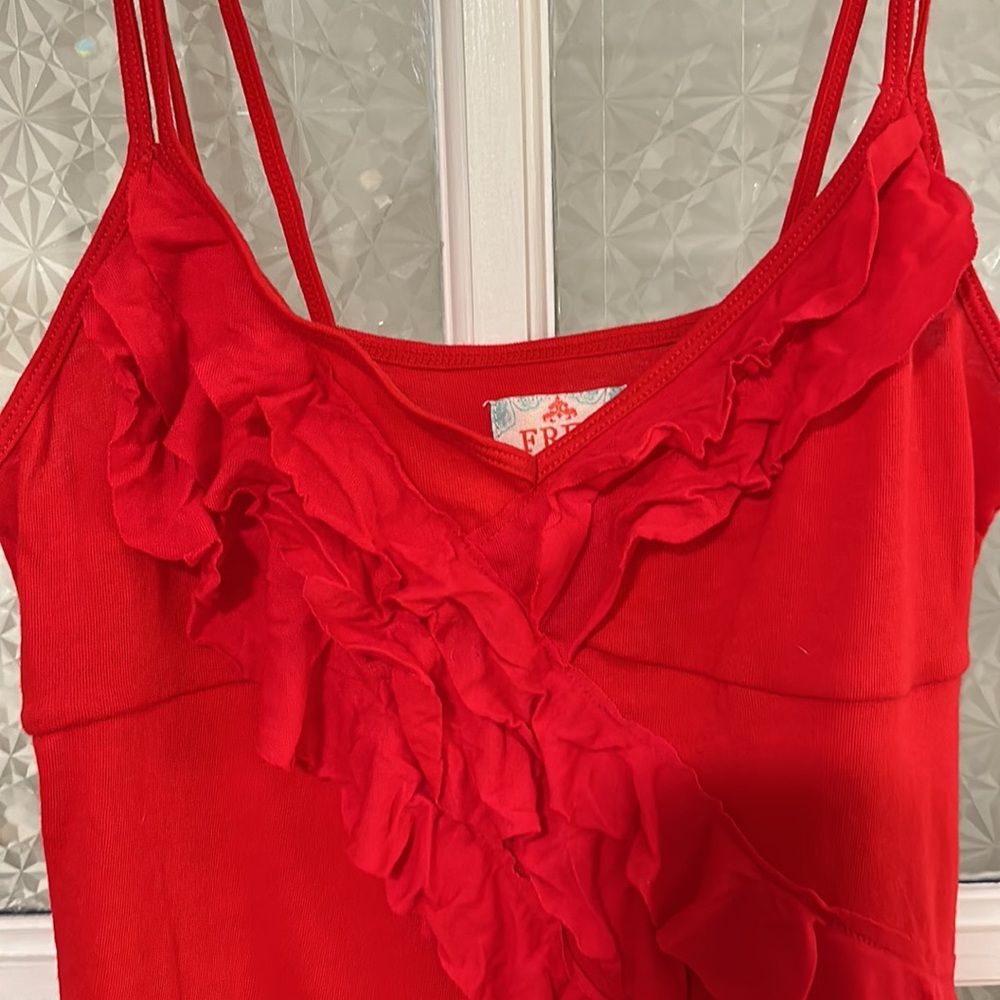 Free People Red Ruffle Tank Top Size S - Picture 5 of 5